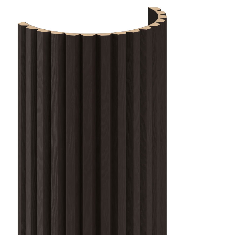 Mexen Ovalo 02 lames murales rainurées flexibles 280 x 36 cm, placage technique, Chêne Noir - S130-280-02-046