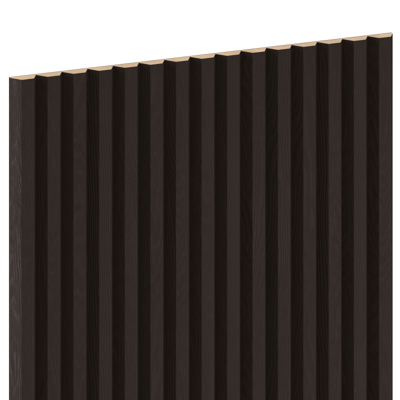 Mexen Ovalo 02 lames murales rainurées flexibles 280 x 36 cm, placage technique, Chêne Noir - S130-280-02-046