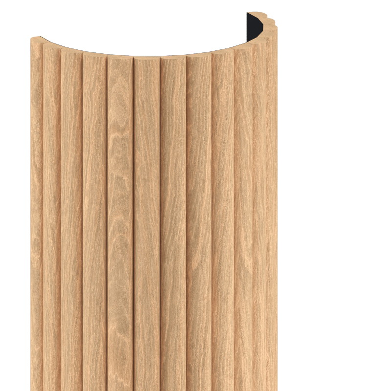 Mexen Ovalo 03 lamelles murales rainurées flexibles 280 x 36 cm, placage technique, Chêne blanchi - S130-280-03-040