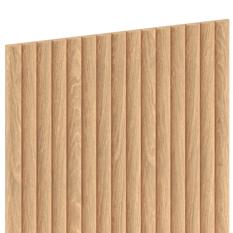 Mexen Ovalo 03 lamelles murales rainurées flexibles 280 x 36 cm, placage technique, Chêne blanchi - S130-280-03-040