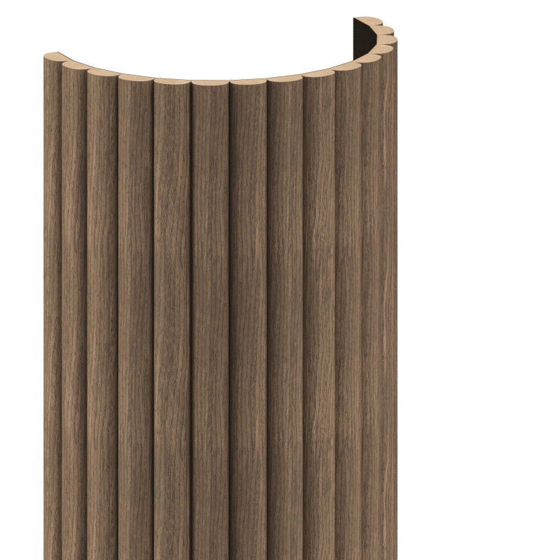 Mexen Ovalo 03 lattes murales rainurés flexibles 280 x 36 cm, placage technique, Noyer Foncé - S130-280-03-044