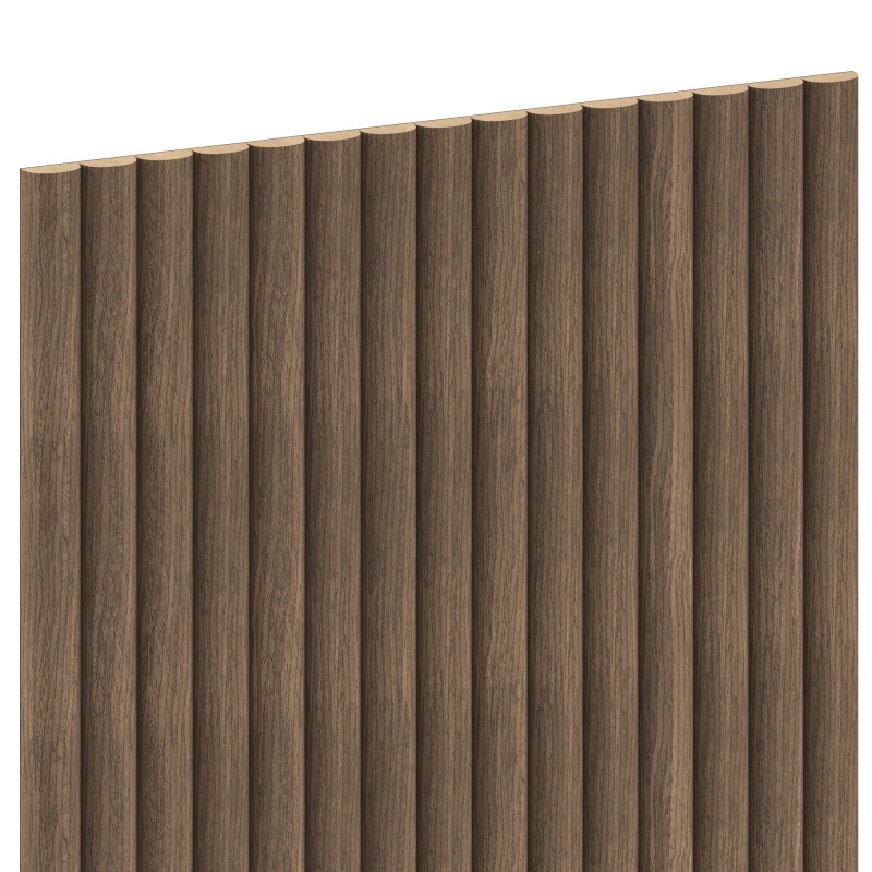 Mexen Ovalo 03 lattes murales rainurés flexibles 280 x 36 cm, placage technique, Noyer Foncé - S130-280-03-044
