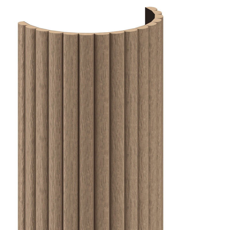 Mexen Ovalo 03 lames murales rainurées flexibles 280 x 36 cm, placage technique, Noyer Clair - S130-280-03-047