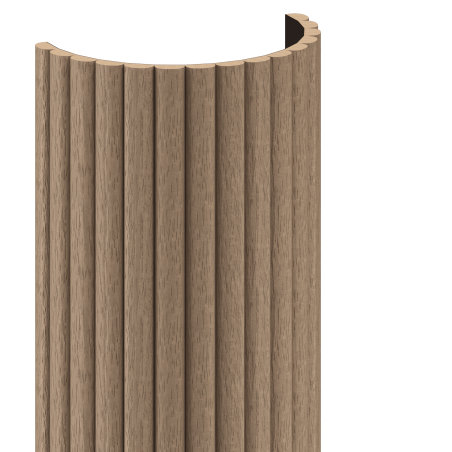 Mexen Ovalo 03 lames murales rainurées flexibles 280 x 36 cm, placage technique, Noyer Clair - S130-280-03-047