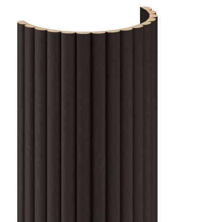 Mexen Ovalo 03 lamelles murales rainurées flexibles 280 x 36 cm, placage technique, Chêne Noir - S130-280-03-046