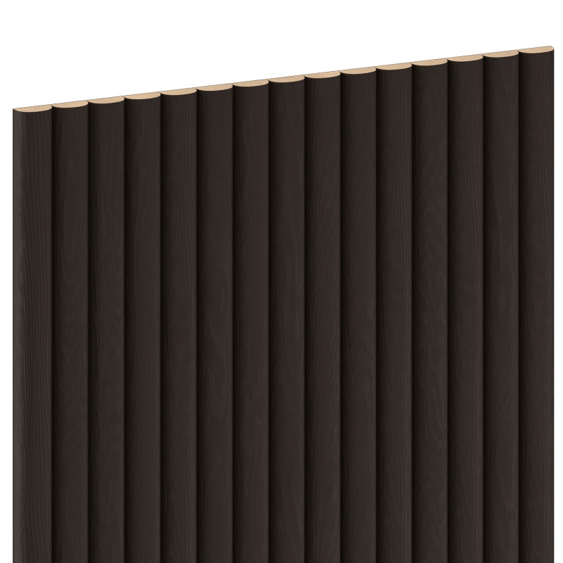 Mexen Ovalo 03 lamelles murales rainurées flexibles 280 x 36 cm, placage technique, Chêne Noir - S130-280-03-046