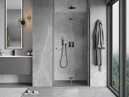 Mexen Mist-F porte de douche pliante droite 90 cm, transparente, gun metal - 8A6-090-000-95-00-P