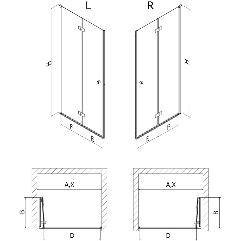 Mexen Mist-F porte de douche pliante droite 85 cm, transparente, nickel brossé - 8A6-085-000-97-00-P