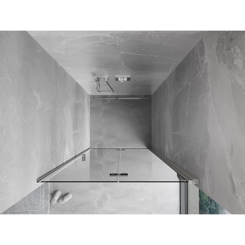Mexen Mist-F porte de douche pliante droite 90 cm, transparent, nickel brossé - 8A6-090-000-97-00-P