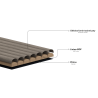Mexen Ovalo 03 lattes murales rainurées flexibles 280 x 36 cm, placage technique, Chêne Gris - S130-280-03-043