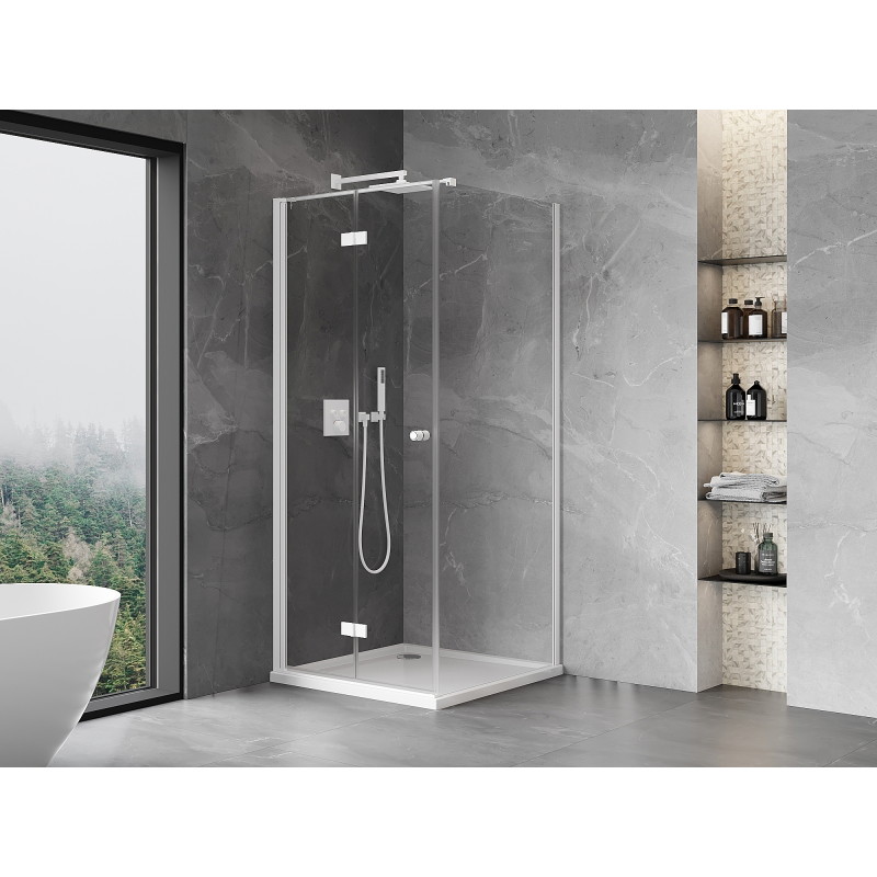 Mexen Mist-F cabine de douche pliante gauche 80 x 80 cm, transparente, blanche - 8A6T-080-080-20-00-L