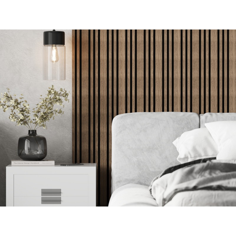Mexen Lam-F Slim 01 lames murales acoustiques 280 x 36,5 cm, feutre 9 mm, placage technique, Noyer Foncé - S107-280-01-044