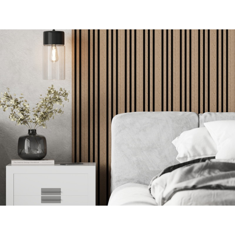 Mexen Lam-F Slim 01 lattes murales acoustiques 280 x 36,5 cm, feutre 9 mm, placage technique, Noyer Clair - S107-280-01-047