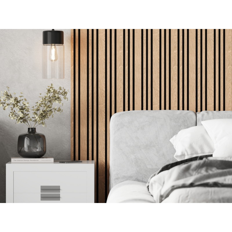 Mexen Lam-F Slim 01 lames murales acoustiques 280 x 36,5 cm, feutre 9 mm, placage technique, Chêne Blanchi - S107-280-01-040