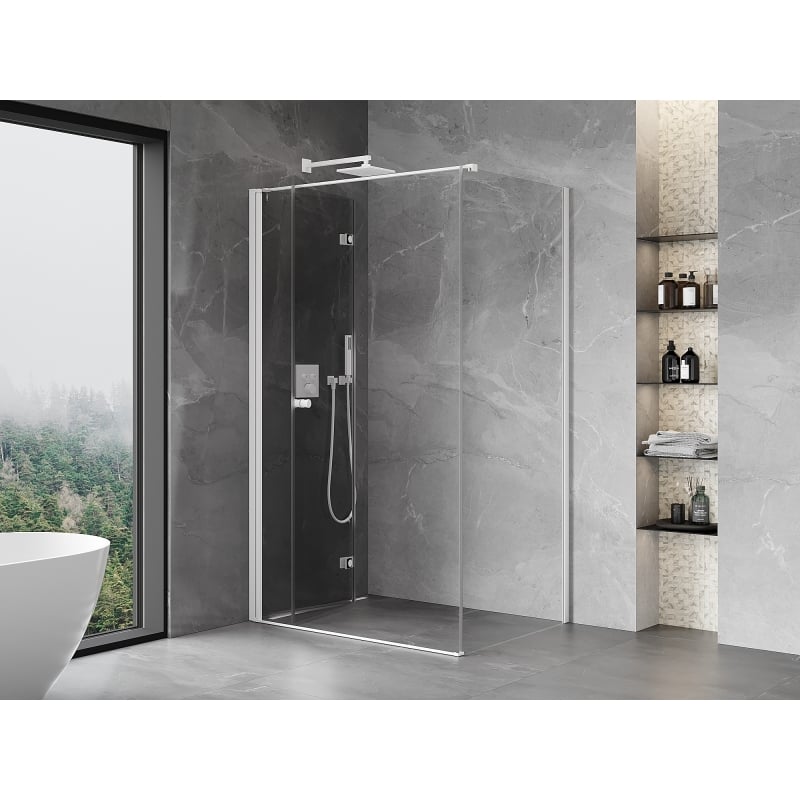 Mexen Mist-F cabine de douche pliante gauche 115 x 110 cm, transparente, blanche - 8A6T-115-110-20-00-L