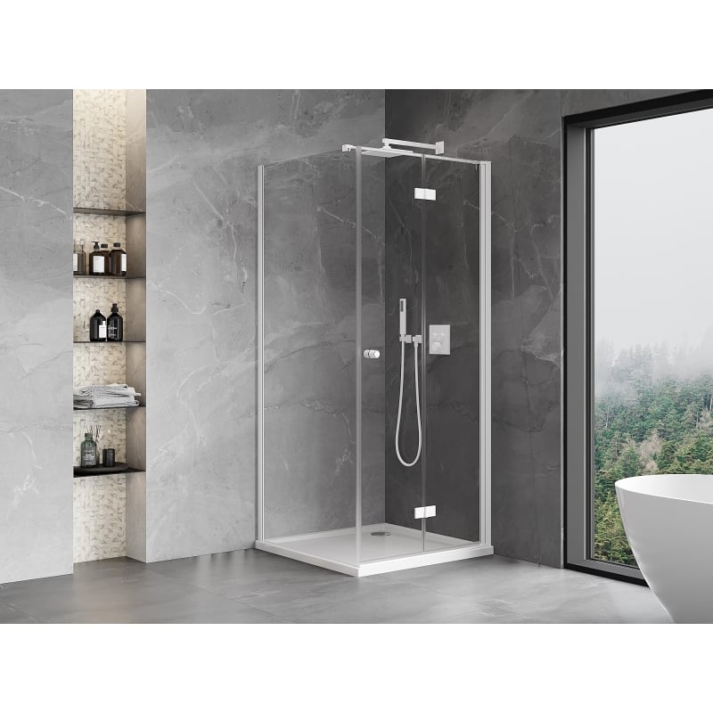 Mexen Mist-F cabine de douche pliante droite 70 x 70 cm, transparent, blanche - 8A6T-070-070-20-00-P