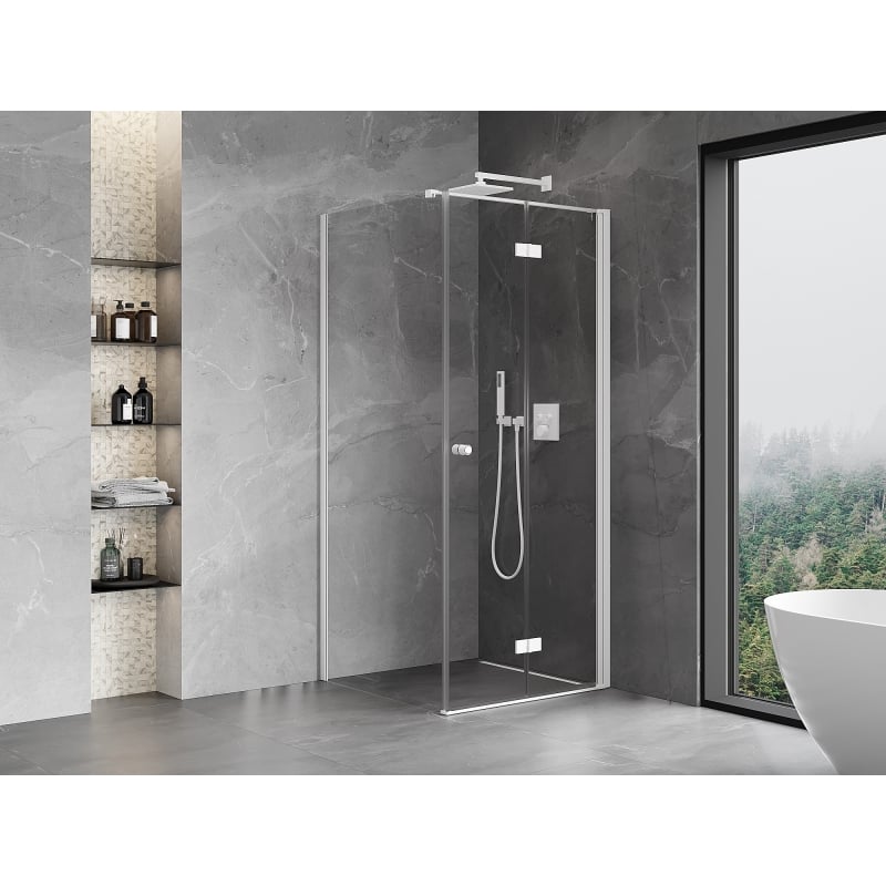 Mexen Mist-F cabine de douche pliante droite 70 x 70 cm, transparent, blanche - 8A6T-070-070-20-00-P