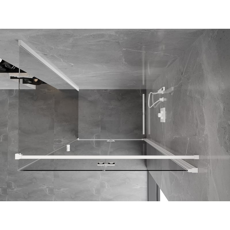 Mexen Mist-F cabine de douche repliable droite 100 x 75 cm, transparente, blanche - 8A6T-100-075-20-00-P