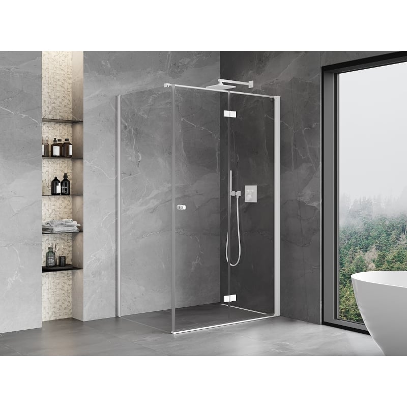 Mexen Mist-F cabine de douche pliante droite 100 x 80 cm, transparent, blanc - 8A6T-100-080-20-00-P