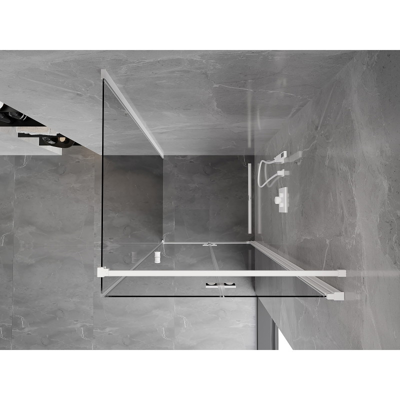 Mexen Mist-F cabine de douche pliante droite 85 x 85 cm, transparente, blanche - 8A6T-085-085-20-00-P