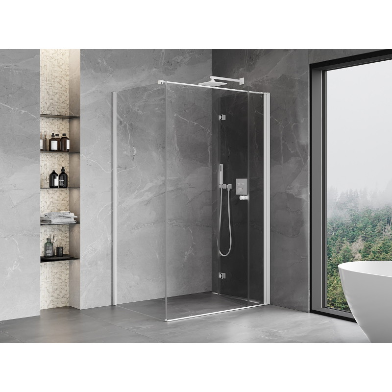 Mexen Mist-F cabine de douche pliante droite 100 x 120 cm, transparente, blanche - 8A6T-100-120-20-00-P
