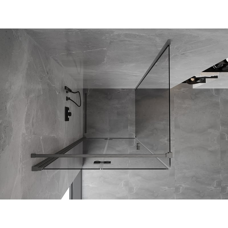 Mexen Mist-F cabine de douche pliable gauche 70 x 70 cm, transparent, gris pistolet brossé - 8A6T-070-070-66-00-L