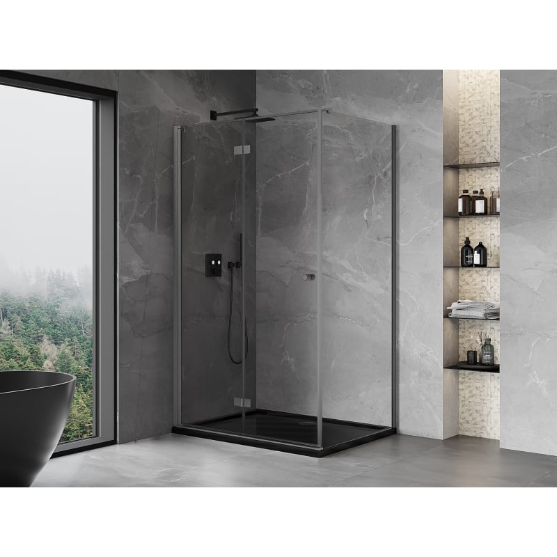 Mexen Mist-F cabine de douche repliable gauche 100 x 70 cm, transparent, gris fusil brossé - 8A6T-100-070-66-00-L