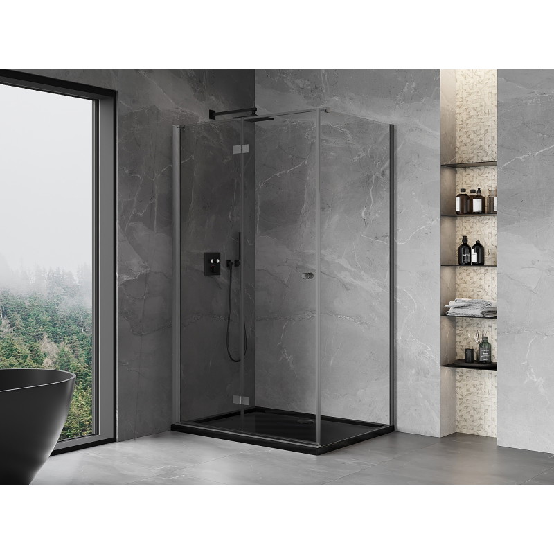 Mexen Mist-F cabine de douche pliante gauche 120 x 95 cm, transparent, gris canon brossé - 8A6T-120-095-66-00-L