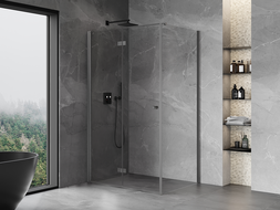 Mexen Mist-F cabine de douche pliante à gauche 100 x 110 cm, transparent, gris canon brossé - 8A6T-100-110-66-00-L