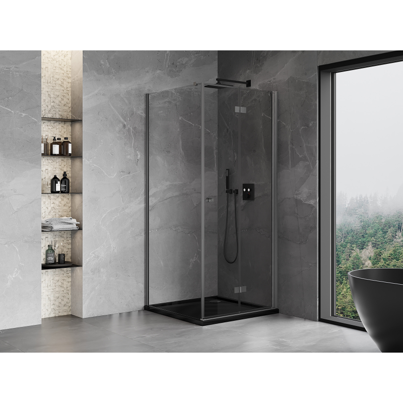 Mexen Mist-F cabine de douche pliante droite 75 x 75 cm, transparent, gris canon brossé - 8A6T-075-075-66-00-P