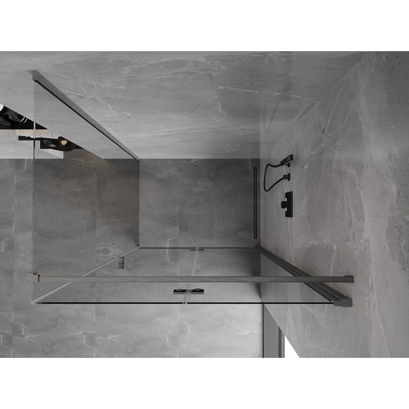 Mexen Mist-F cabine de douche pliante droite 100 x 80 cm, transparent, gris canon brossé - 8A6T-100-080-66-00-P