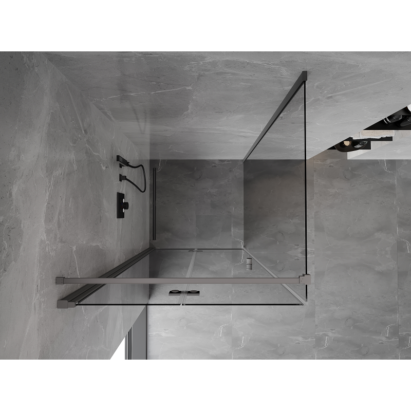 Mexen Mist-F cabine de douche pliante gauche 90 x 90 cm, transparent, métal gun - 8A6T-090-090-95-00-L