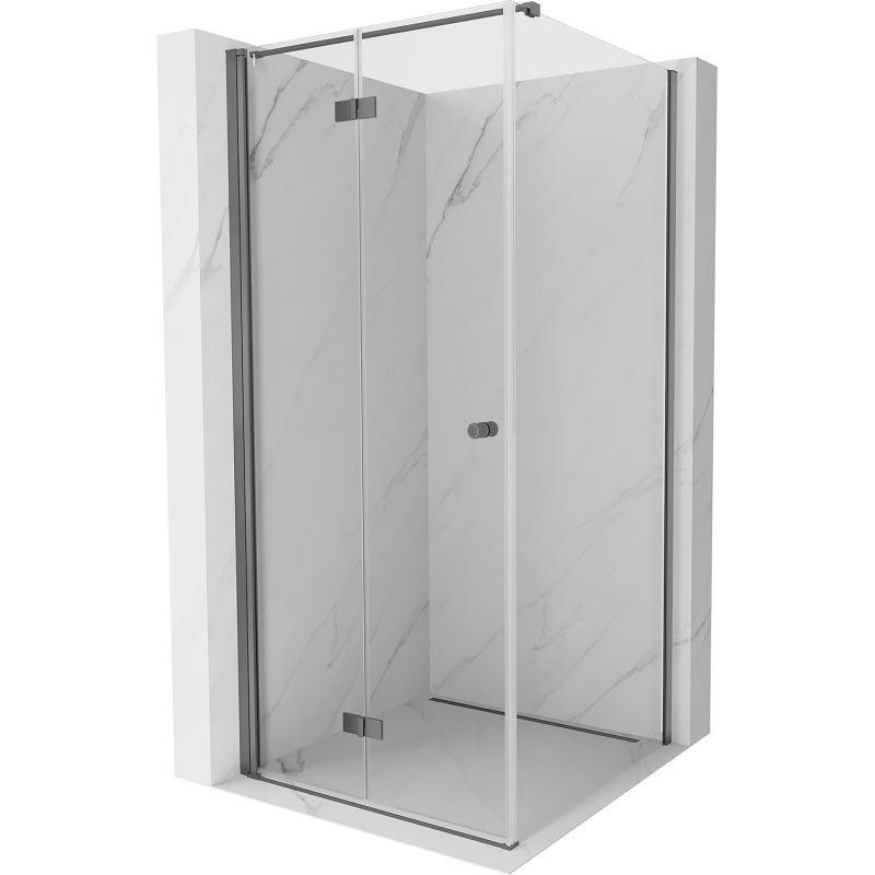 Mexen Mist-F cabine de douche pliante gauche 90 x 90 cm, transparent, métal gun - 8A6T-090-090-95-00-L