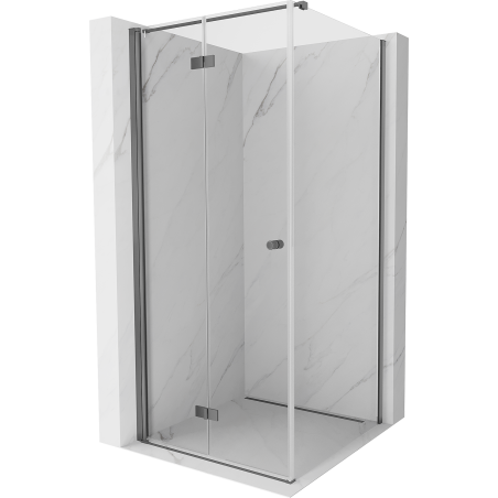 Mexen Mist-F cabine de douche pliante gauche 90 x 90 cm, transparent, métal gun - 8A6T-090-090-95-00-L