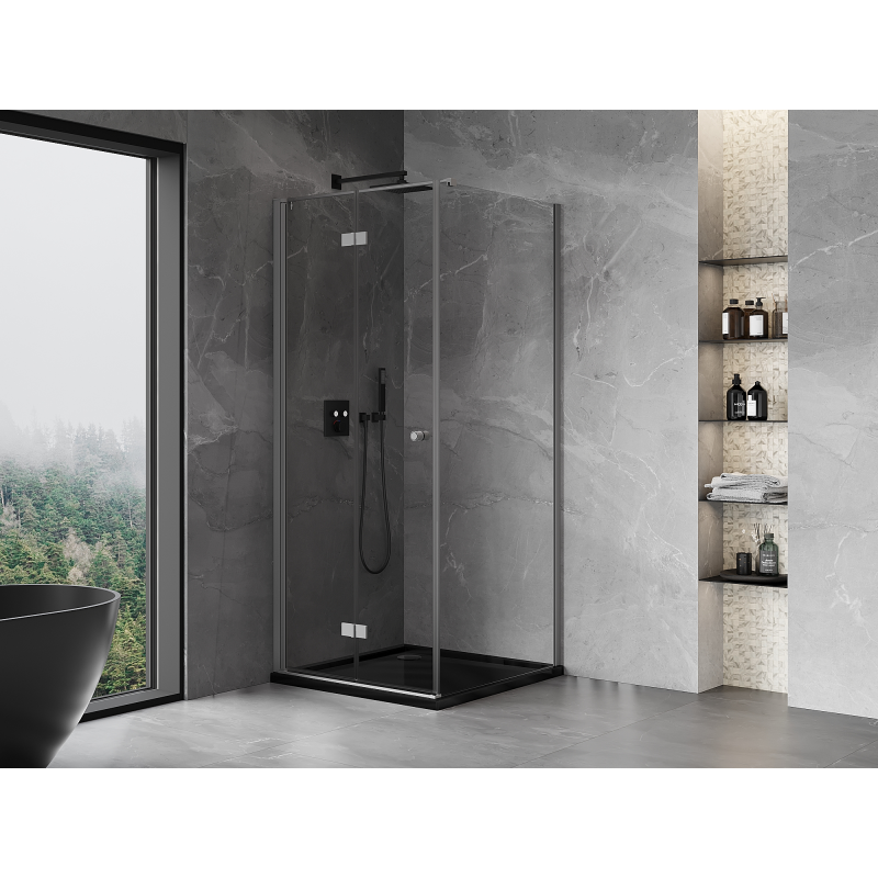 Mexen Mist-F cabine de douche pliante gauche 95 x 95 cm, transparent, métal gun - 8A6T-095-095-95-00-L