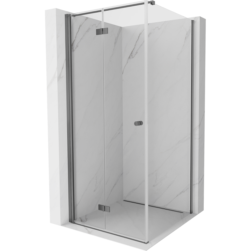 Mexen Mist-F cabine de douche pliante gauche 95 x 95 cm, transparent, métal gun - 8A6T-095-095-95-00-L