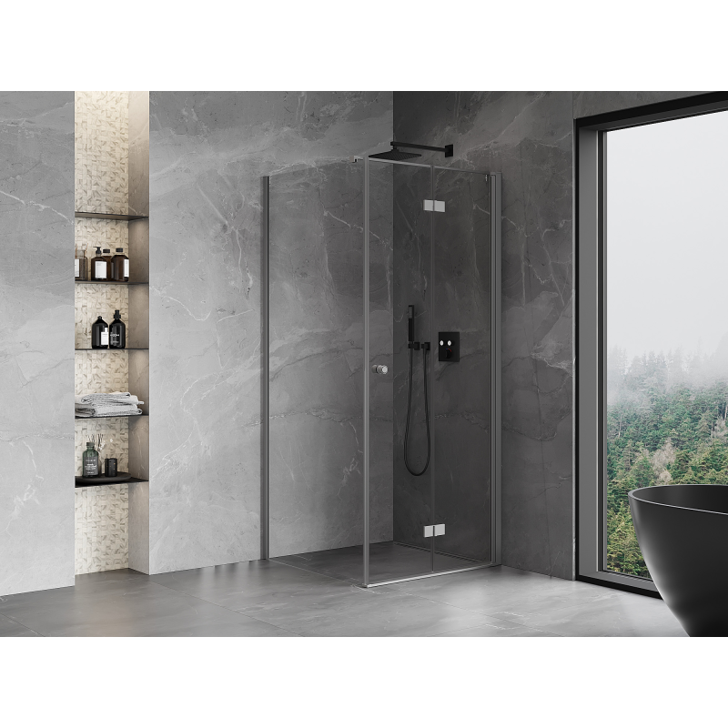 Mexen Mist-F cabine de douche pliante à droite 85 x 85 cm, transparent, métal gun - 8A6T-085-085-95-00-P