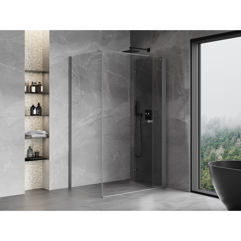 Mexen Mist-F cabine de douche pliante droite 110 x 85 cm, transparente, métal gun - 8A6T-110-085-95-00-P