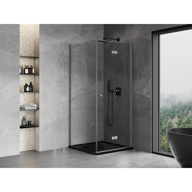 Mexen Mist-F cabine de douche pliante droite 90 x 90 cm, transparent, métal canon - 8A6T-090-090-95-00-P