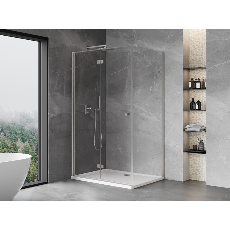 Mexen Mist-F cabine de douche pliante gauche 80 x 85 cm, transparent, nickel brossé - 8A6T-080-085-97-00-L