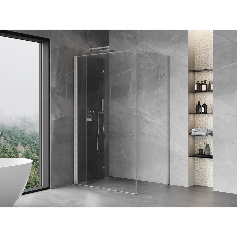 Mexen Mist-F cabine de douche pliante gauche 80 x 85 cm, transparent, nickel brossé - 8A6T-080-085-97-00-L