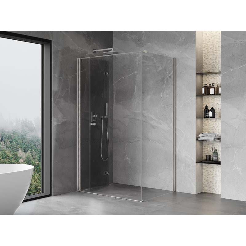 Mexen Mist-F cabine de douche pliante gauche 115 x 85 cm, transparent, nickel brossé - 8A6T-115-085-97-00-L