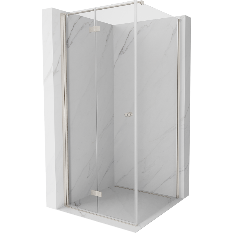 Mexen Mist-F cabine de douche pliante gauche 90 x 90 cm, transparent, nickel brossé - 8A6T-090-090-97-00-L