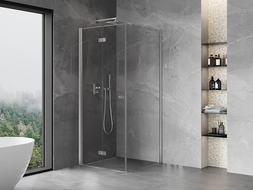 Mexen Mist-F cabine de douche pliante gauche 110 x 110 cm, transparent, nickel brossé - 8A6T-110-110-97-00-L