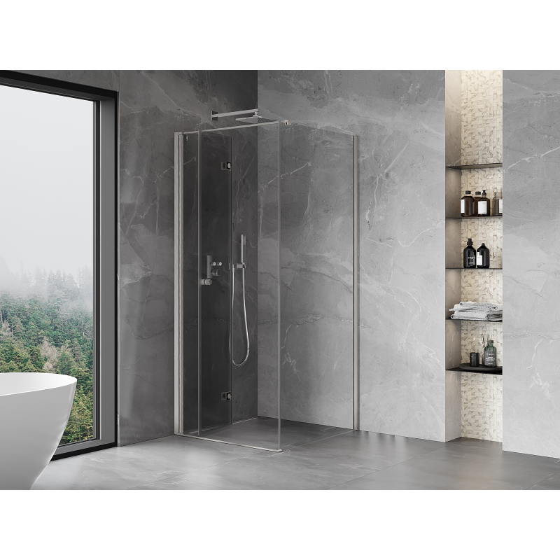 Mexen Mist-F cabine de douche pliante gauche 120 x 120 cm, transparent, nickel brossé - 8A6T-120-120-97-00-L