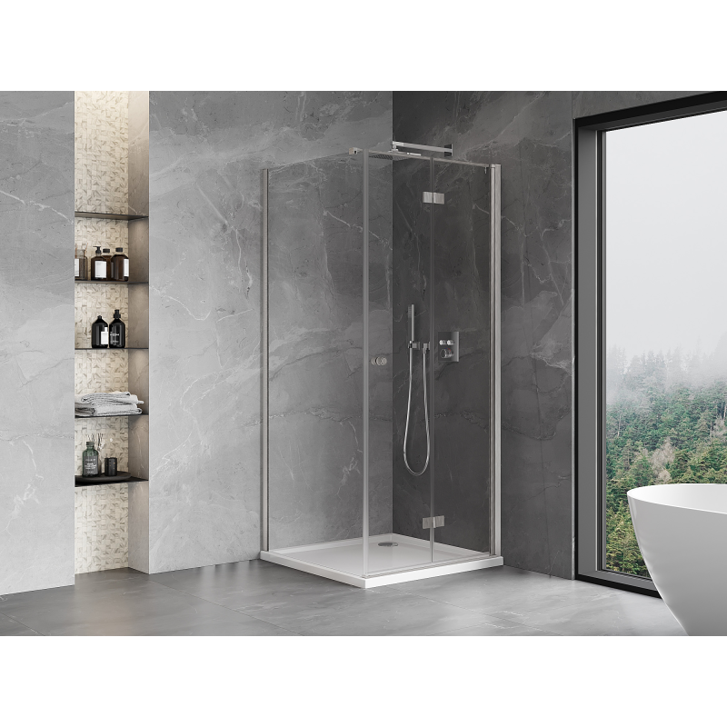 Mexen Mist-F cabine de douche pliante droite 70 x 70 cm, transparent, nickel brossé - 8A6T-070-070-97-00-P