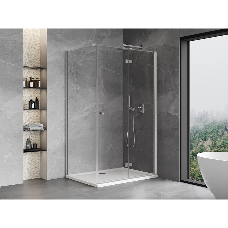 Mexen Mist-F cabine de douche pliante droite 90 x 80 cm, transparente, nickel brossé - 8A6T-090-080-97-00-P