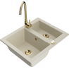 Mexen Carlos évier en granit 1,5 cuve avec robinet de cuisine Telma, beige - 6518-69-670200-50