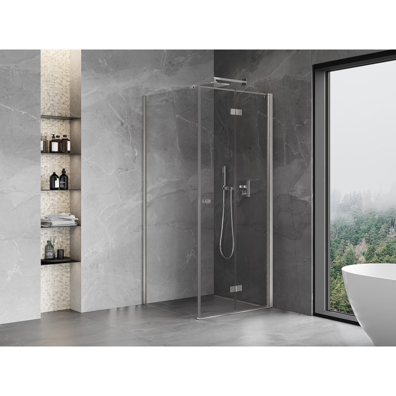 Mexen Mist-F cabine de douche pliante droite 110 x 110 cm, transparent, nickel brossé - 8A6T-110-110-97-00-P