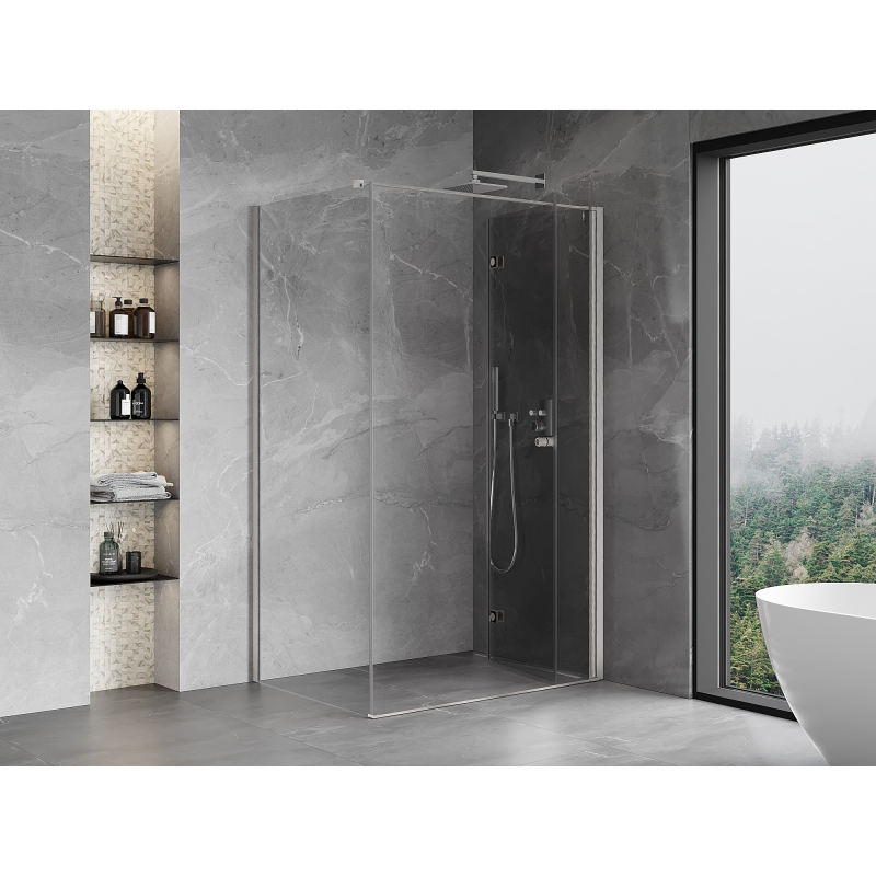Mexen Mist-F cabine de douche pliante droite 105 x 120 cm, transparent, nickel brossé - 8A6T-105-120-97-00-P